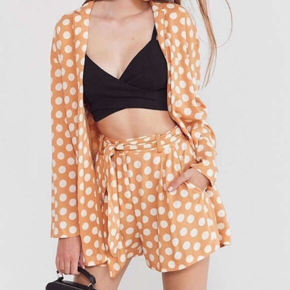 EUC Urban Outfitters Cooperative Orange Polka Dot Blazer Small - Picture 1 of 6
